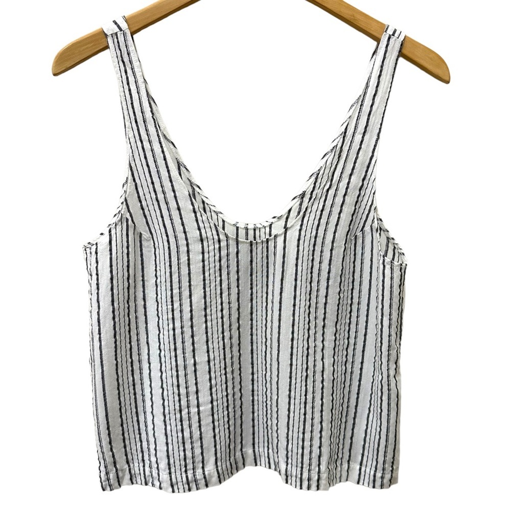 Reformation Sz XS Striped Tank Top Textured Black White Classic Crop Made USA